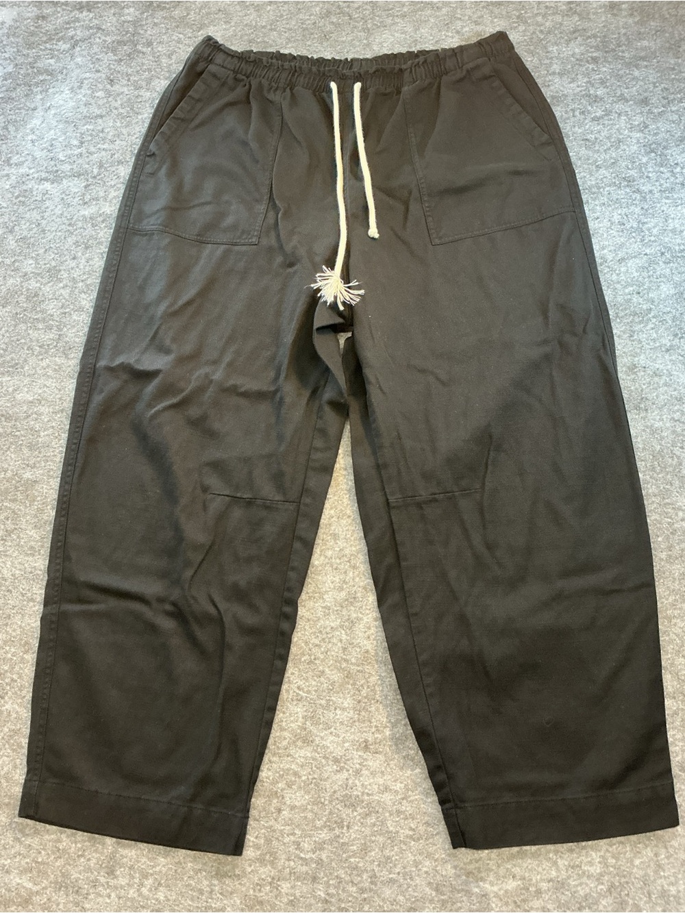 Old Navy Casual Barrel Cotton Twill Black Drawstring Casual Pants Size XL TALL